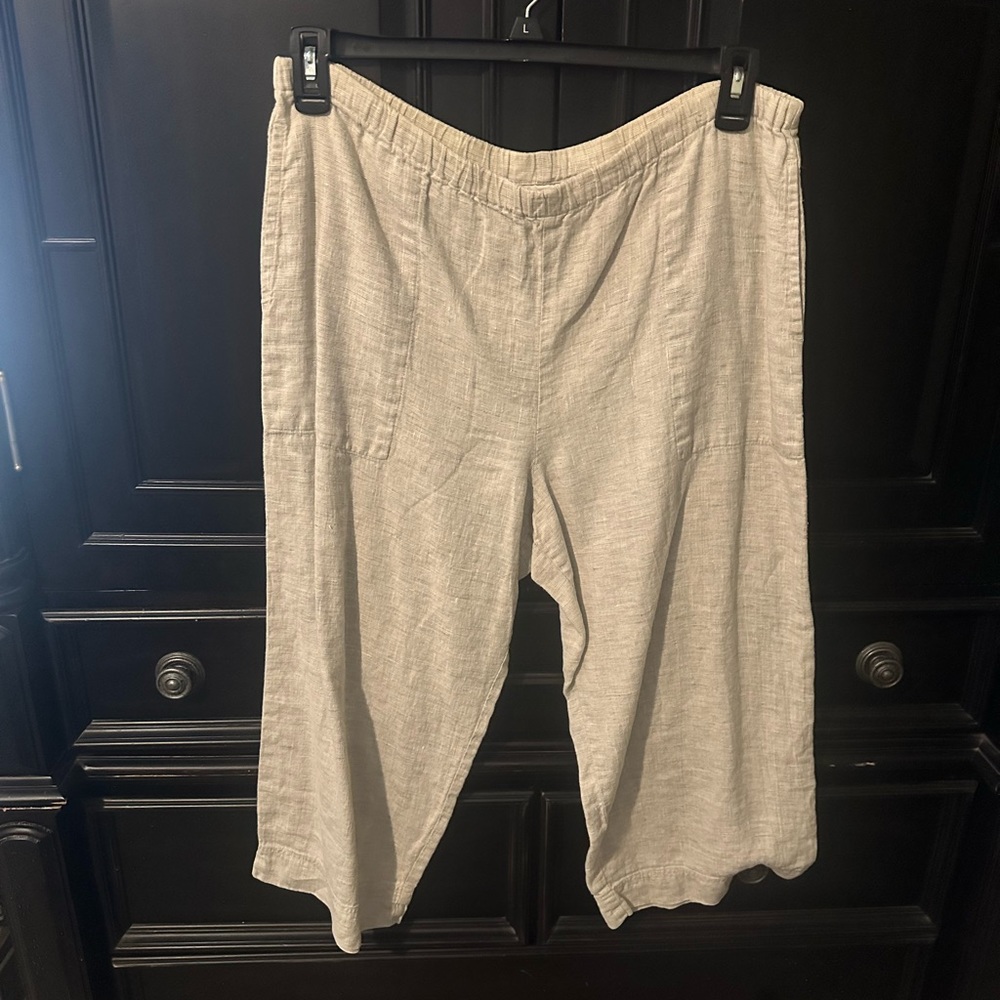 092 Chicos 100% Linen capri pants women’s sz 2 12 14